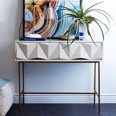 Modern Console Table with Drawers Solid Wood & Metal - Entryway Furniture - Homary US
