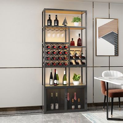 Industrial Standing Wine Rack with Glass Rack-Homary