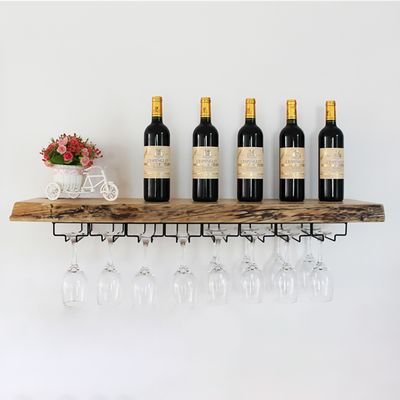 Modern Wooden Wall Mounted Wine Rack with Glass Rack-Homary