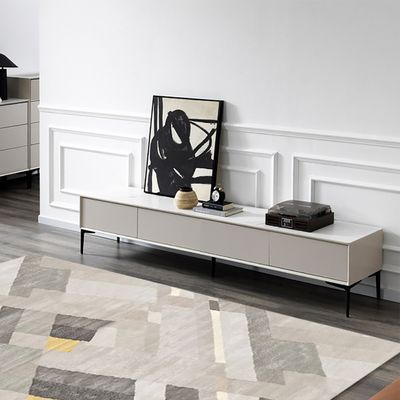 Italian Minimalist Off White TV Stand Sintered Stone Top with Drawers ...