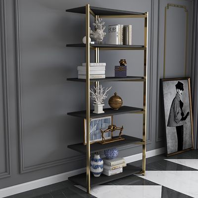 Modern Corner Shelf with Metal Frame-Homary