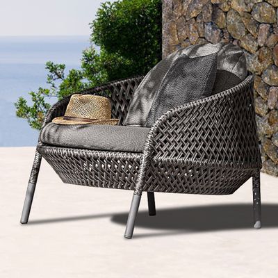 Gray Rattan Patio Accent Chair 4 Legs, Wicker Vanity Chair Cushions In Nigeria