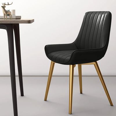Black Dining Chairs with PU Leather Upholstery & High Back Dining Table Chair Set of 2-Homary