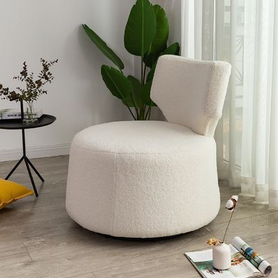 White Cute Chair Upholstered Accent Chair Swivel Chair-Homary