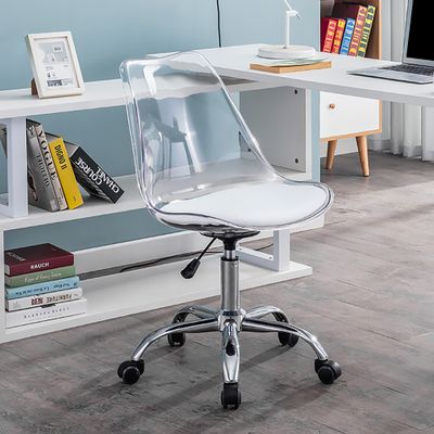 Modern Swivel Office Chair Clear, Gray Acrylic Desk Chairs