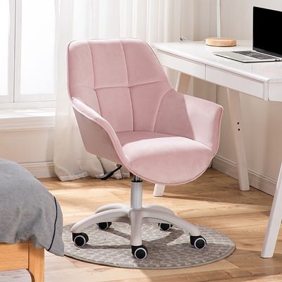 pink faux leather office chair