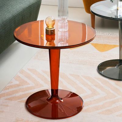 Acrylic End Table Amber Modern Accent Table Clear Round Side Table