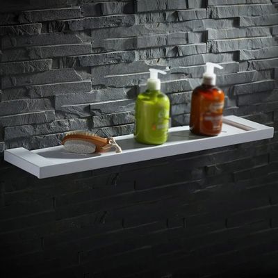 Estante cuadrado de pared para baño, simple, de acero inoxidable, estilo moderno de la Colección Tierney, color blanco