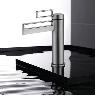 Brushed Gunmetal Single Lever Handle Monobloc Bathroom Tap Solid Brass ...