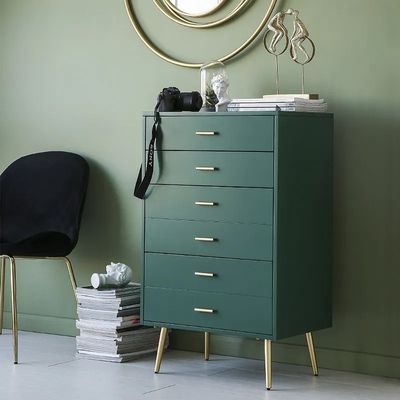 Narre Modern Wood Dresser with 4 Drawers in Green Storage Chest for Bedroom