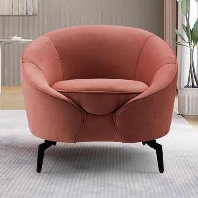 Modern 710mm Round Coral Cushioned Accent Chair with Metal Legs