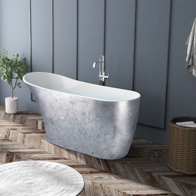 1600mm freistehende ovale Acryl-Badewanne in glänzendem Silber-Homary