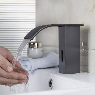 Milly Waterfall Automatic Sensor Hot & Cold Bathroom Sink Faucet Touchless Antique Black
