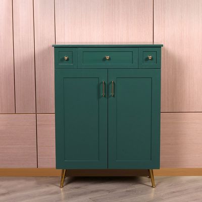 Green Shoe Storage Cabinet with Drawer Modern 4 Shelves Entryway Shoe Cabinet in Gold 16 Pairs ...