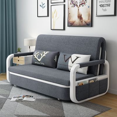 Deep Gray Sleeper Sofa Bed Loveseat Cotton & Linen Upholstered with ...