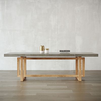 Japandi 1600mm Concrete Grey Dining Table Rectangle Wooden Tabletop