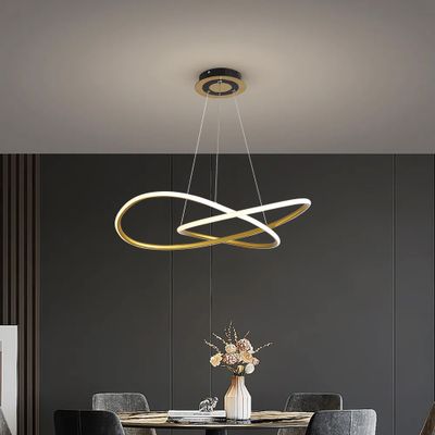 Minimalistische goldfarbene Kreis-Pendelleuchte, höhenverstellbar, LED-Deckenleuchte
