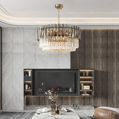 Sotter Contemporary 12-Light Crystal Tiered Chandelier in Brass & Gray ...