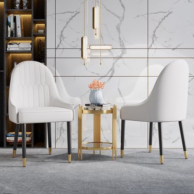 Modern White Armless Dining Chairs PU Leather Upholstered Set Of 2   2d758b73947f4febd60c0083c9c28052 