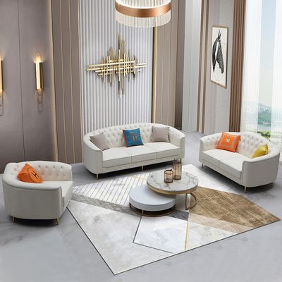 3 Pieces Beige Leather Sofa and Loveseat Living Room Set with Pillows ...