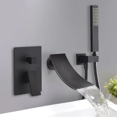 Shoop Waterfall Wall-Mount Tub Filler Faucet Single Handle & Handshower ...