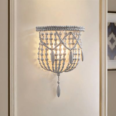 Boho Distressed White 1-Light Classic Style Decorative Indoor Wall Sconce
