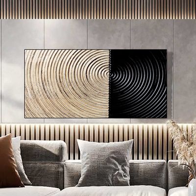 Moderne Wanddekoration für Wohnzimmer 3D abstrakte Malerei Kunst mit Rahmen in Natur & Schwarz