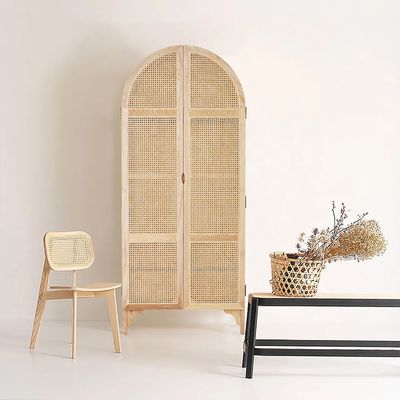 Woven Rattan Bedroom Clothing Armoire with Hidden 2 Doors and Drawers ...