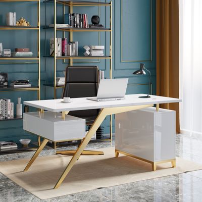 white rose gold desk