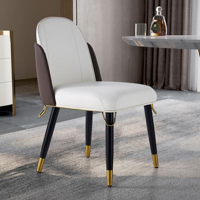 Modern Beige & Black Dining Room Chairs Upholstered Side Chair (Set of 2)