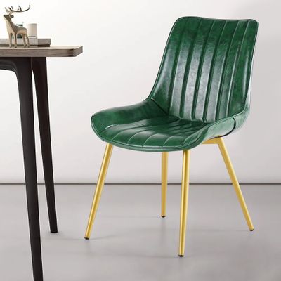 Modern Green Dining Room Chairs PU Leather Upholstery Side Chair High Back (Set of 2)