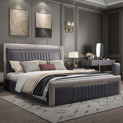 Modern Upholstered Cal King Bed Platform Bed Frame with Wingback ...