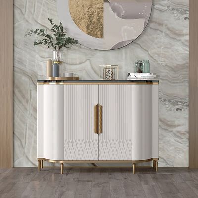 White Luxury 2-Door Sideboard Buffet Sintered Stone Top Modern ...