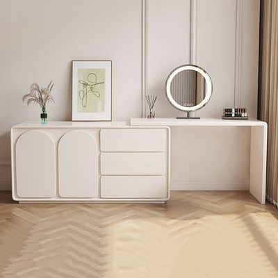 Modern White Makeup Vanity Retractable Dressing Table Beauty Station ...