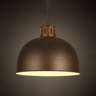 Luminaire suspendu industriel en métal à 1 ampoule, couleur rouille