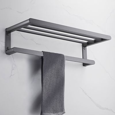 Contemporary Towel Rack with Rail in Aluminum-Homary