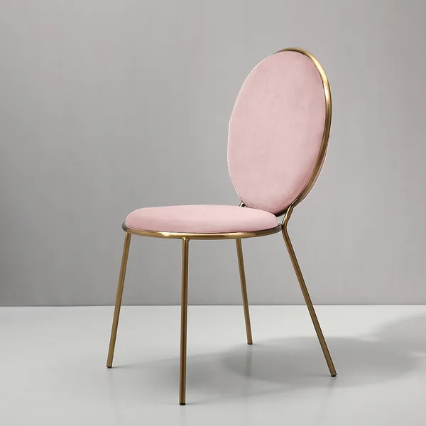 Modern Lovely Round Pink Velvet, Gold Dining Room Chairs