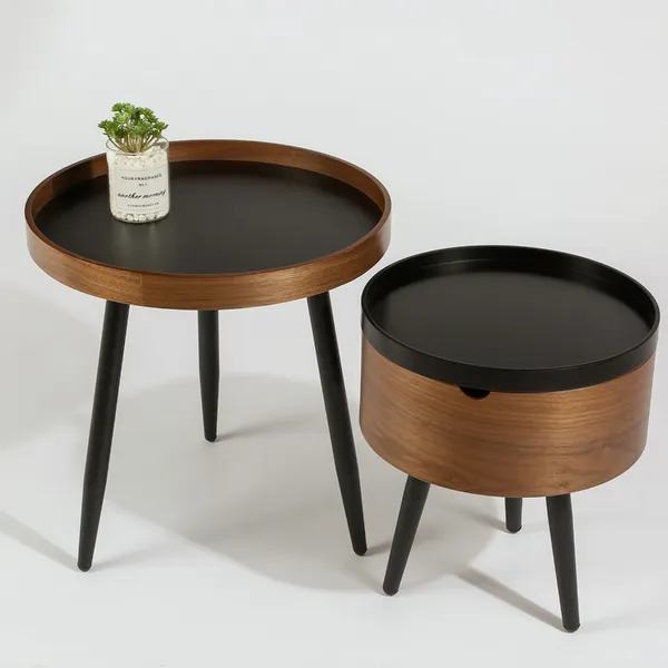 Storage Tray Tabletop Metal Legs, Round Tray Coffee Table Set