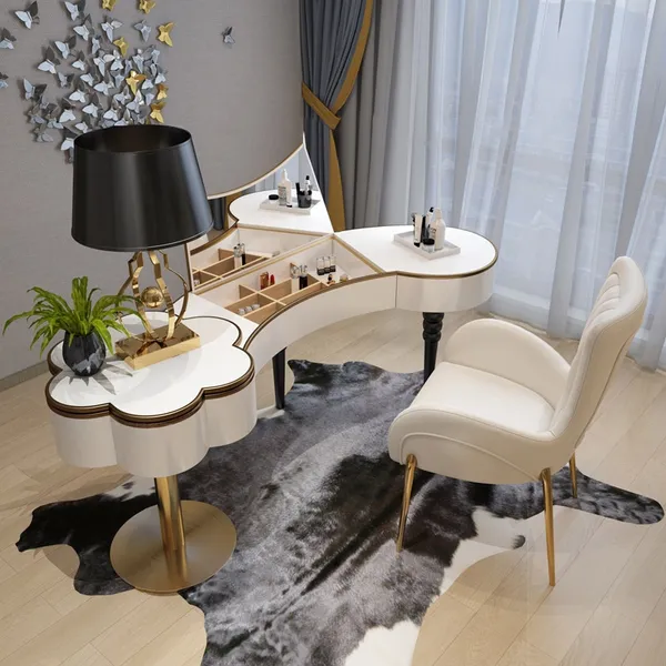 Bedroom Makeup Vanity Table With Mirror, Small Mirrored Makeup Vanity