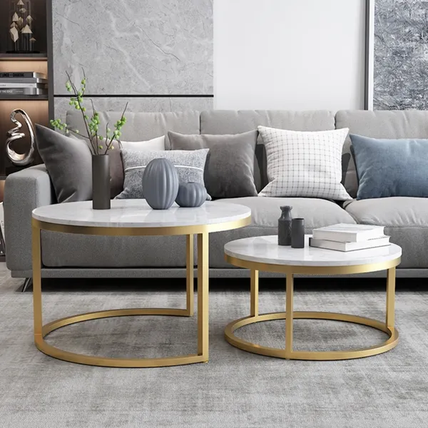 Nordic Round Coffee Table Gold Metal, Round Table For Living Room