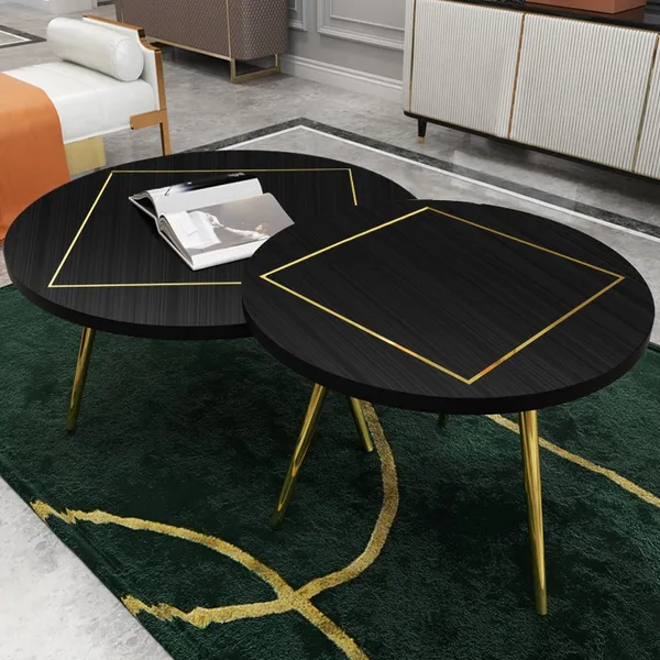 Gold Stainless Steel Accent Table Set, Gold Accent Round Coffee Table