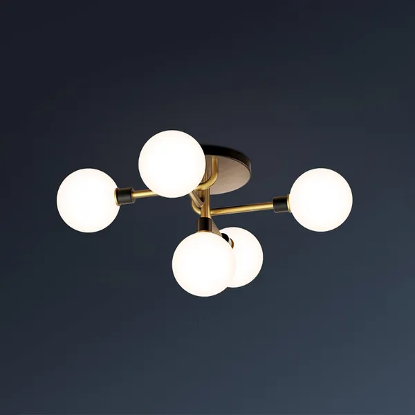 Brass Globe Mini Chandelier Flush Mount Ceiling Light In 5 - 5 Light Flush Mount Ceiling