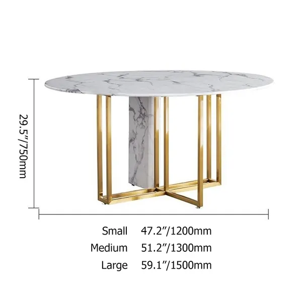 Round Dining Table With Faux Marble Top, Small Round Faux Marble Dining Table