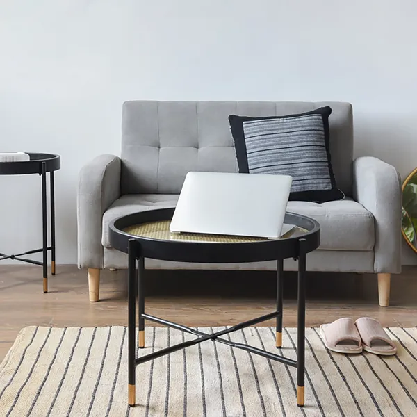 Modern End Table Metal Side Table Waterproof Coffee Table Removable Tray In Large