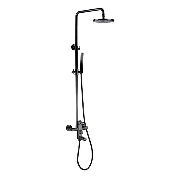 Single Handle Black Nickel Exposed Rain Shower System Tub Filler Spout Adjustable Height