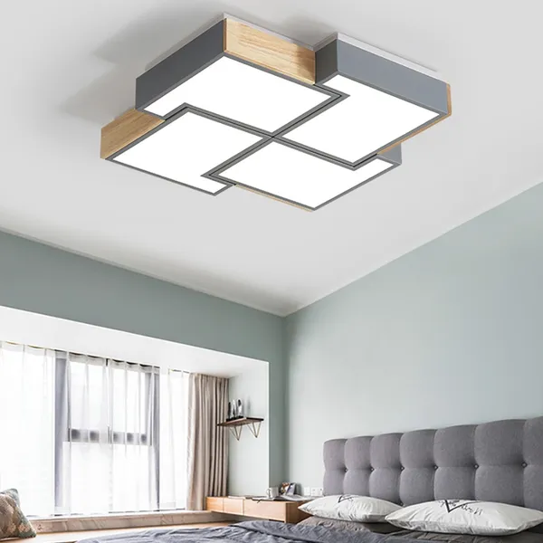 Modern Square Led Flush Mount Ceiling Light Wood And Metal Acrylic - Contemporary Flush Mount Ceiling Lights