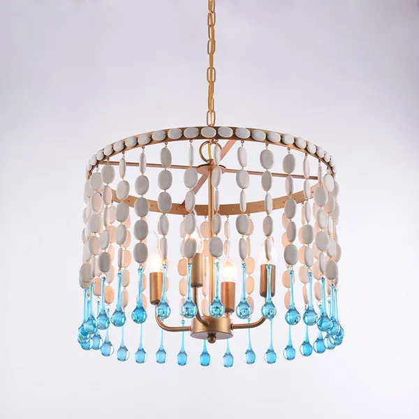 beaded coastal chandelier