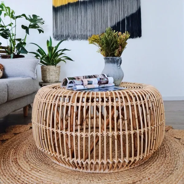 33 5 Cottage Innovative Round Woven, Rattan Round Coffee Table Uk