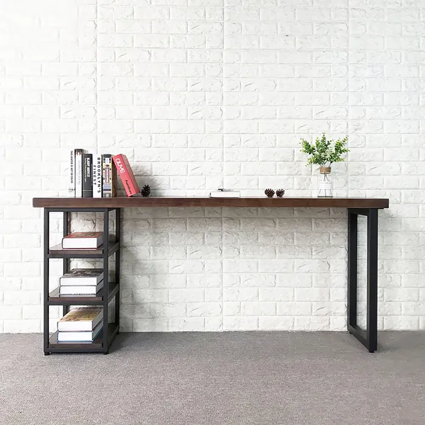 47 Industrial Writing Desk Pine Wood Office Desk With Bookshelf Metal Office Desk