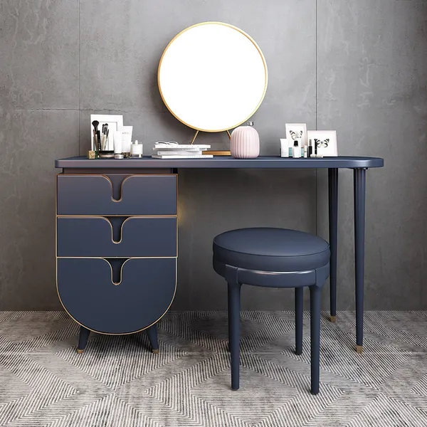 Modern Makeup Vanity Set With Mirror 3, Blue Vanity Table